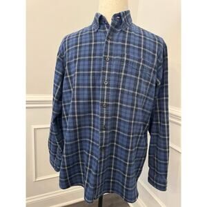 LLBean Men’s Flannel Shirt Button Down Long Sleeve Size Large Blue Plaid